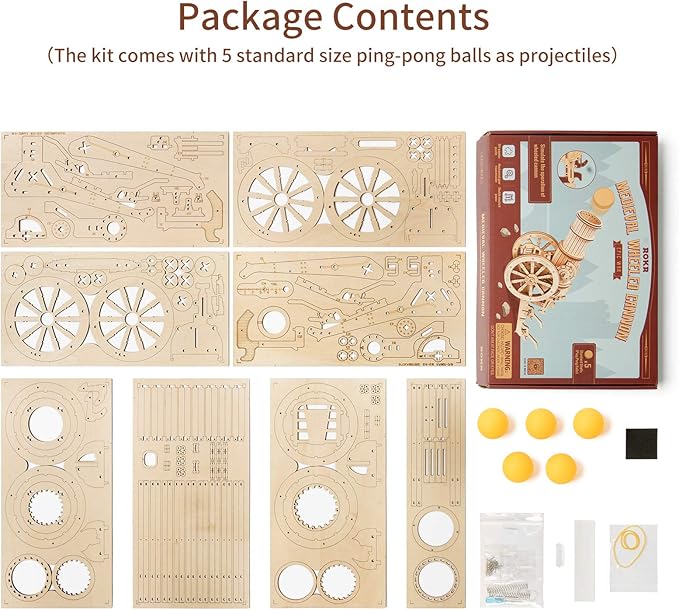 ROKR 3D Wooden Puzzles Model Building Kits Cannon Toys - DIY Wooden Catapult Toys STEM Educational Projects for Men and Women