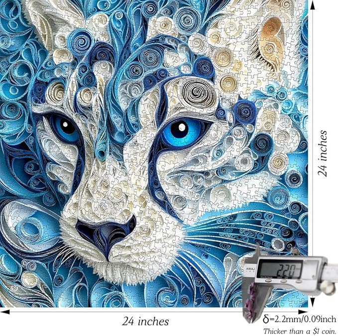 Bgraamiens Puzzle-Blue Gaze-1000 Piece Tiger Animal Puzzle Paper Quilling Art Puzzle Color Challenge Jigsaw Puzzles for Adults and Kids