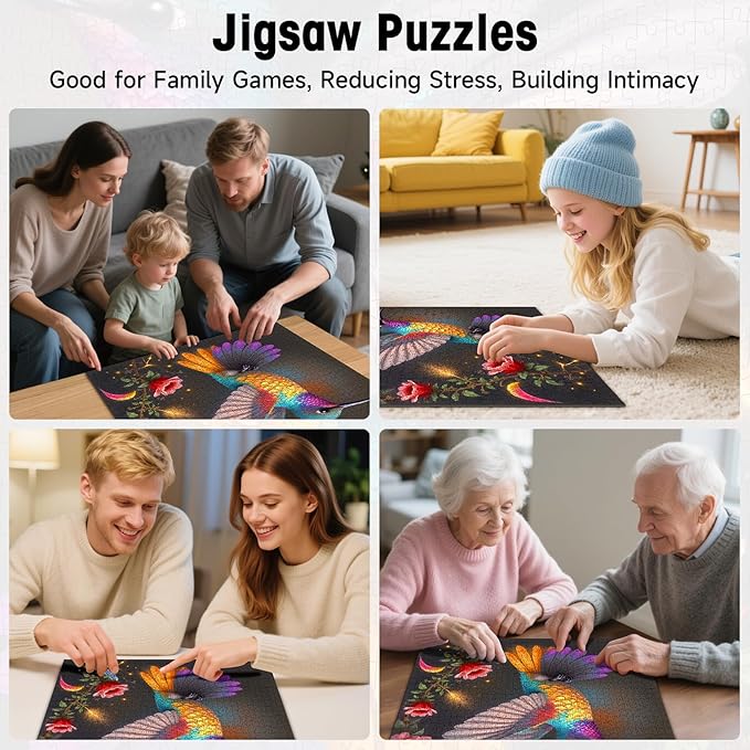 Hummingbird Puzzle 1000 Pieces for Adults - Vibrant Flower Fantasy Art Jigsaw Puzzles for Adults 1000 Pieces, Challenging Nature Puzzle for Relaxation, Wall Decor (22.8x22.8in)