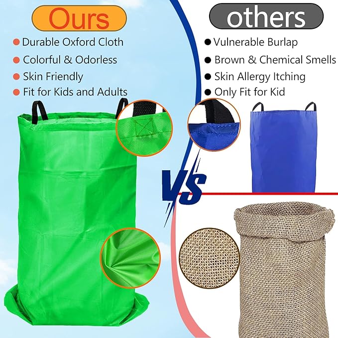 Potato Sack Race Bags - 32PCS Outdoor Games Sack Race Bags for Adults and Kids,3 Legged Race Bands,Egg Spoon Relay Race,Bean Bag Toss,Party Games for Kids,Field Day Games for Adults