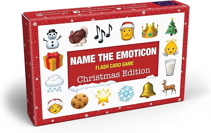 Bubblegum Stuff - Name The Emoticon Game - Christmas Edition - Guess Christmas Item Funny Emoji Flash Card Board Game - Fun Memory Game - Suitable for Family, Kids, Teenagers & Adults…