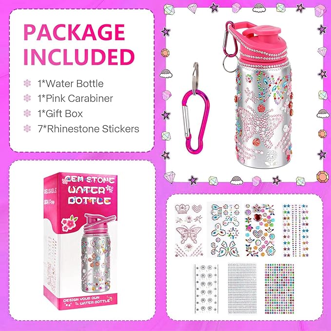 Gifts for Girls, Decorate Your Own Water Bottle Kits for Girls, Art Supplies for Girls for Kids 6-8-12, Teen Arts and Crafts Toys Kits for Daughter Niece Sister Granddaughter Birthday DIY Gift Ideas
