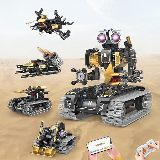 5 In1 Robot Toy for Kids Building Kit,323 Pcs Blocks App & Remote Control Robotics Kit,STEM Rc Robot Building Toys for Kids Age 6 7 8 9 10 11 12+,DIY Educational Gift for Boys & Girls