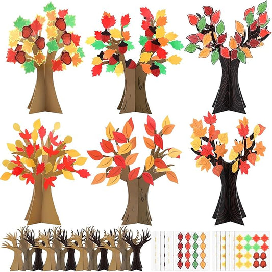 Janlaugh 30 Sets Fall Tree of Thanks Craft Kit Make Your Own DIY Thanksgiving Tree Decorations 3D Autumn Maple Leaves Thankful Craft Kit Home Fun Activities Supplies