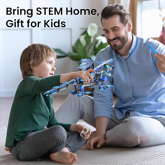 Sillbird Dragon Building Kit with Remote Control Stem Gifts for Kids Boys Ages 8-12, Technic Buildable Coding Toys for Birthday with 549 Pieces