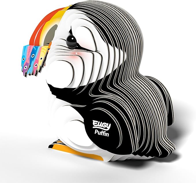 Eugy Puffin 3D Puzzle - 31 Piece Eco-Friendly Educational Toy Puzzle for Boys, Girls & Kids Ages 6+