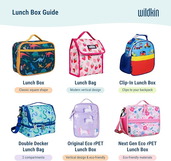 Wildkin Kids Insulated Lunch Box – Durable and Reusable for School & Travel - Robots