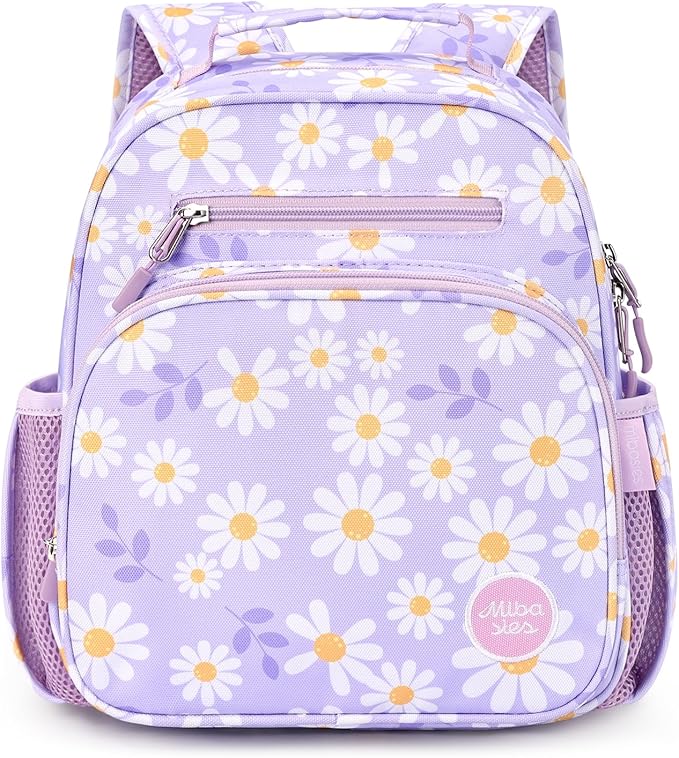 mibasies Toddler Backpack for Girls 2-4: Preschool Kindergarten Backpack - Cute Kids Backpacks for Girls - Daisy Purple