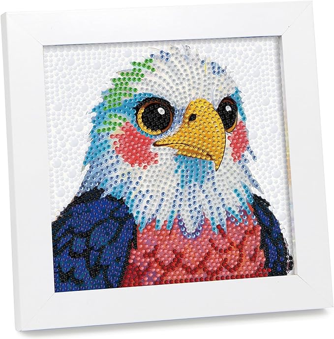 geesfayan Diamond Art Kits for Kids Ages 8-12,6 Inch DIY Gem Art Painting with 7 Inch Frame, Complete Starter Kit for Beginners, Creative Arts & Crafts Gift for Girls & Boys (Eagle)