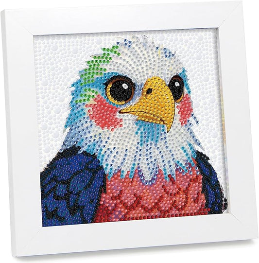 geesfayan Diamond Art Kits for Kids Ages 8-12,6 Inch DIY Gem Art Painting with 7 Inch Frame, Complete Starter Kit for Beginners, Creative Arts & Crafts Gift for Girls & Boys (Eagle)