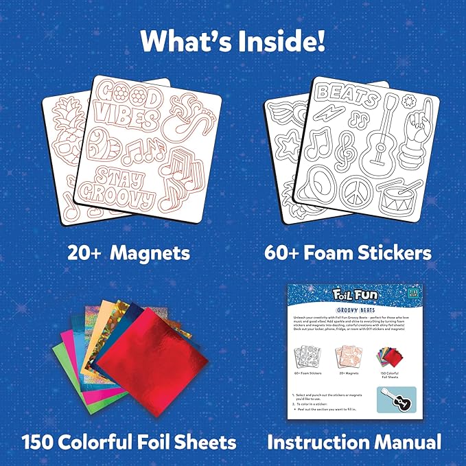 Skillmatics Foil Fun - Good Vibes, 20+ DIY Foil Art Magnets, Mess-Free Craft Kit, 60+ Foam Stickers, Creative Activity for Kids, Tweens, Teens (Ages 7-13), Adults, Gifts, Travel, Party Favor