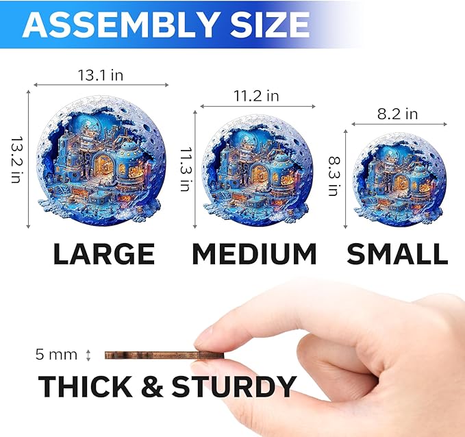 Jigfoxy Wooden Puzzles for Adults, Lunar Base Wood Puzzles Adult, Unique Animal Shape Wooden Jigsaw Puzzles for Adults, Birthday Gifts for Puzzle Lovers, Family, Friend (M-11.2 * 11.3in-187pcs)