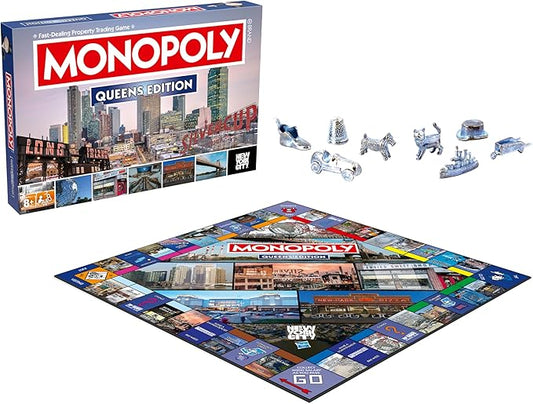 Monopoly Board Game Queens NY Edition : 2-6 Players Family Board Games for Kids and Adults, Board Games for Kids 8 and up, for Kids and Adults, Ideal for Game Night