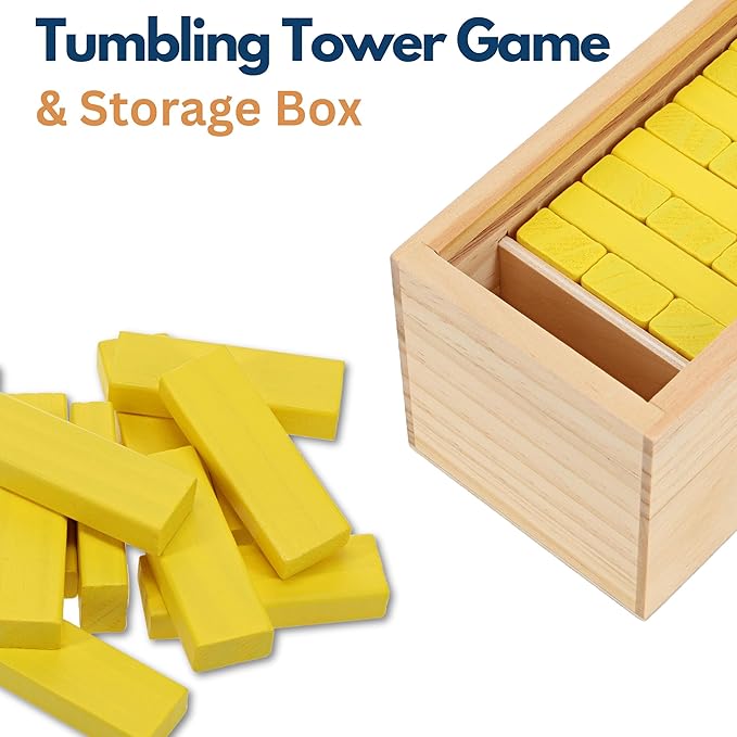 WE Games Wooden Block Stacking Party Game for Adults, Tumble Tower Wedding Guest Book Alternative, Tabletop Games, Includes Storage Case, 12 inches