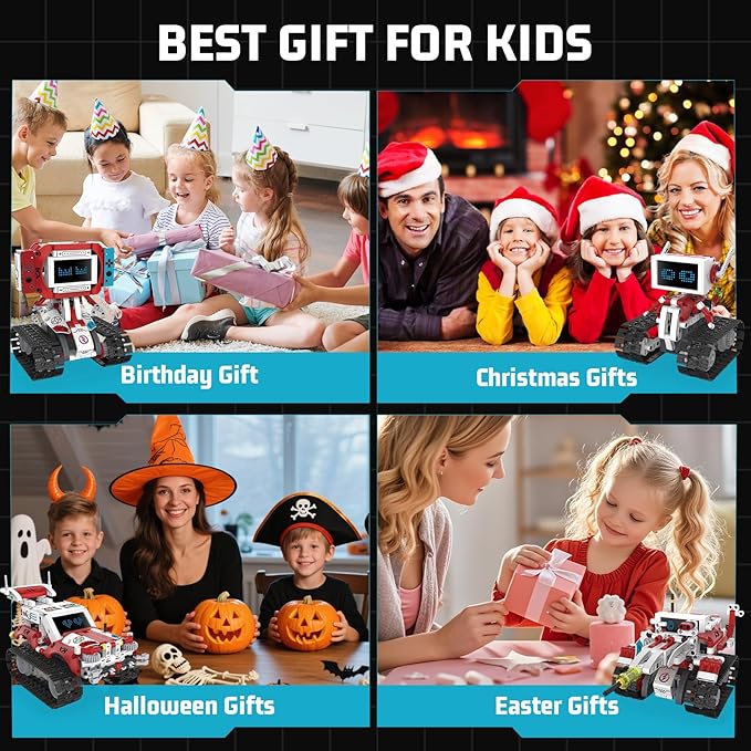 Robot Building Kit with APP/Remote Control STEM Gifts for Boys Age 6-16,Technic Coding Robotic Toys for Kids Birthday, Buildable 5in1 Models with 358+ Pieces
