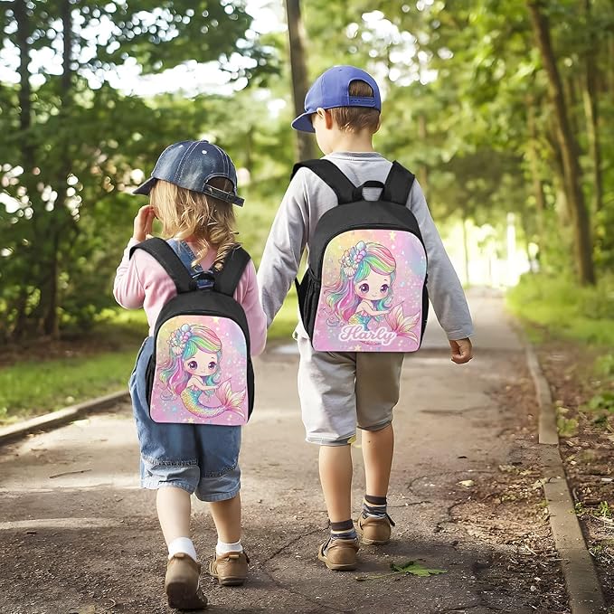 Cute Cartton Mermaid Toddler Backpack for Boys Girls 3-6 Small Preschool Backpacks for Kids Elementary Mini Bookbag for Preschool for Travel