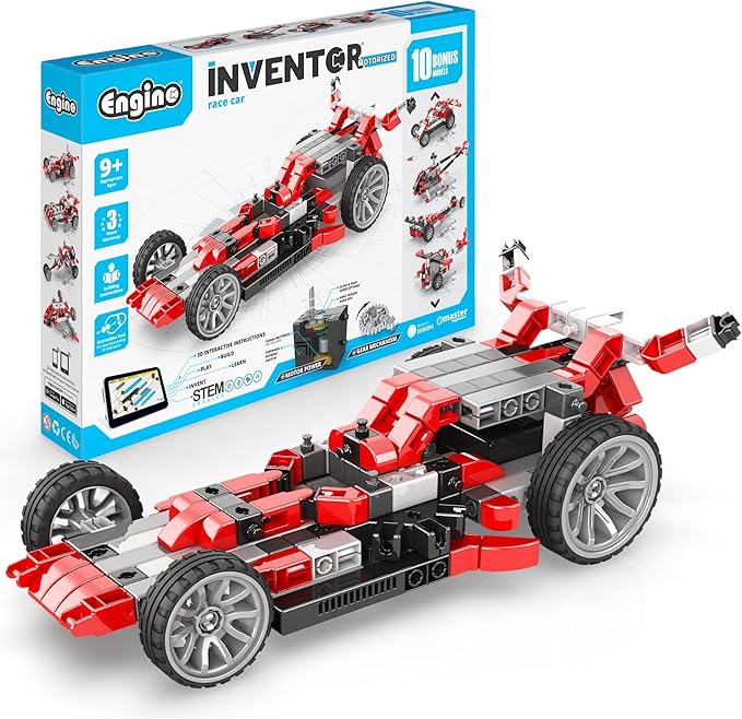 Engino- Inventor STEM Toys, Motorized Race Car for Kids 9+, STEM Kits, Building Toys, Educational Kit, Creative Engineering Kit, Gifts for Boys & Girls (10 Models to Build)