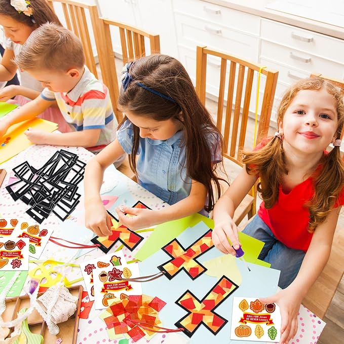 Chiisong 24 Sets He Never Leaves Crafts Kit DIY Tissue Paper Sign Crafts for Back to School Fall Harvest Thanksgiving Religious Christian Party Fun Home Actives