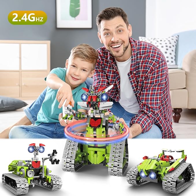 5 in 1 STEM Robot Building Kit, APP & Remote Control Robotics Building Toys, 705 Pcs DIY Building Robot/RC Car/Tank with Light, Building Toy Gifts for Boys Girls Kids 8-16 Science Learning