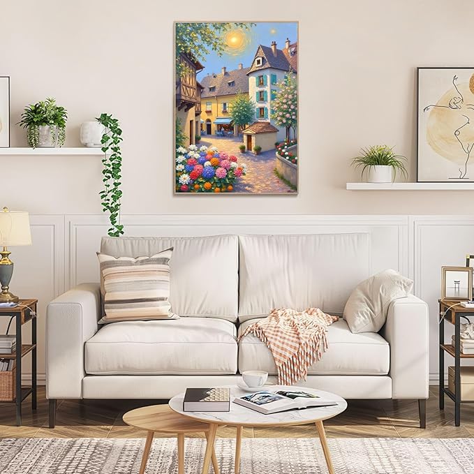 1000 Piece Landscape Puzzle for Adults, Adult Jigsaw Puzzles 1000 Pieces – European Town Art Puzzle for Stress Relief, Framable & Family Bonding (20"x28")