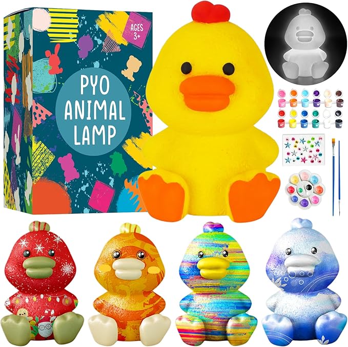 Goodyking Paint Your Own Duck Lamp Kit, DIY Duck Night Light, Arts & Crafts for Kids Ages 8-12, Painting Kit for Kids, Art Supplies Birthday Party Holiday Gift for Teens Girls Boys Age 3 4 5 6 7 8+
