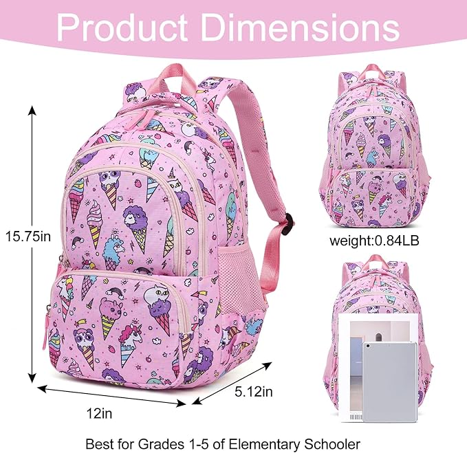 CLUCI Kids Backpack for Girls Bookbags Preschool Backpack Toddler Daycare School Bag Elementary Kindergarten Lightweight Waterproof Pink Unicorn