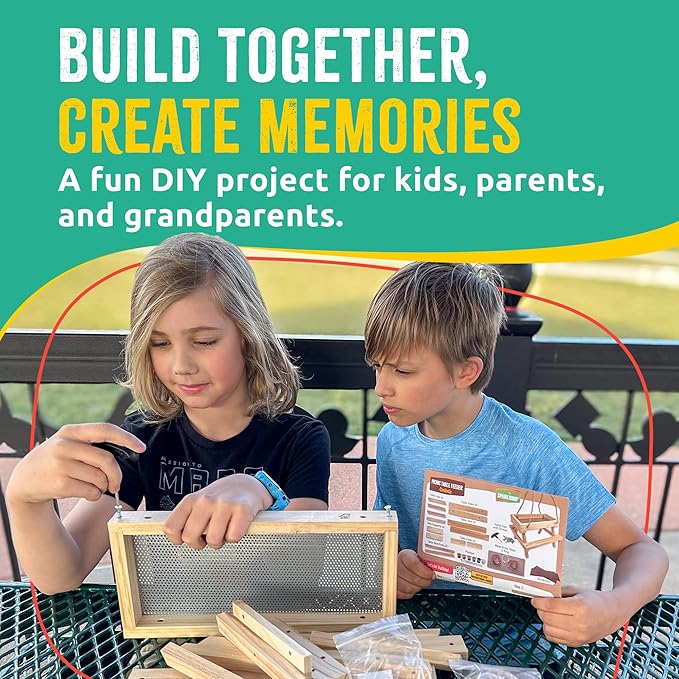 Picnic Table Feeder for Squirrels - DIY Woodworking Project for Kids and Families, Includes Tools, Screws, and Paint Set, Sustainable FSC-Certified Wood, Ages 6+
