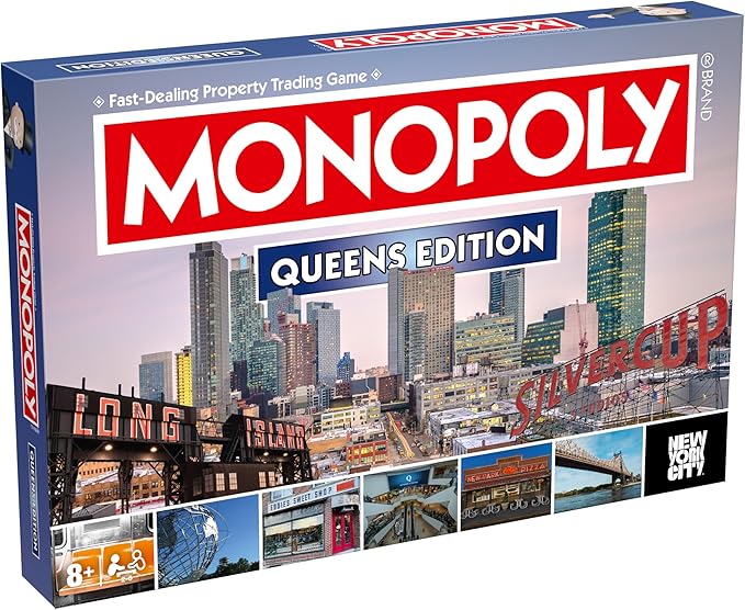 Monopoly Board Game Queens NY Edition : 2-6 Players Family Board Games for Kids and Adults, Board Games for Kids 8 and up, for Kids and Adults, Ideal for Game Night