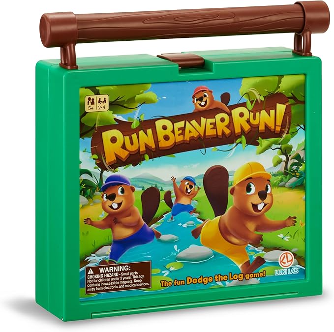 A Fast-Paced Family Board Game with Rolling Log Travel-Friendly Design Perfect for Kids Ages 5+ 2-4 Players Includes Beaver Pieces and Gameboard