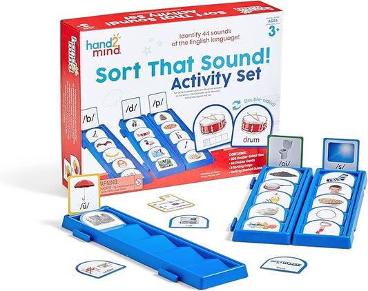 hand2mind Sort That Sound! Activity Set, Phonemic Awareness, ESL Teaching Materials, Science of Reading Manipulatives, Letter Sounds for Kindergarten, Speech Therapy Tools, Phonics Flash Cards