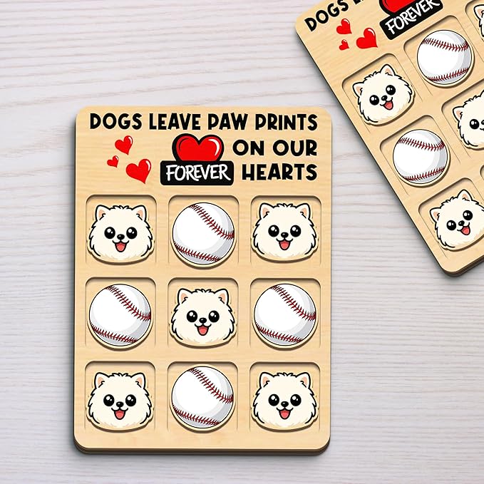 Personalized Dog XO Board Game, Personalized Cute Dog Wooden Noughts and Crosses Game, Pet Table Decor Road Trip Travel Game for Family (Dog 3)