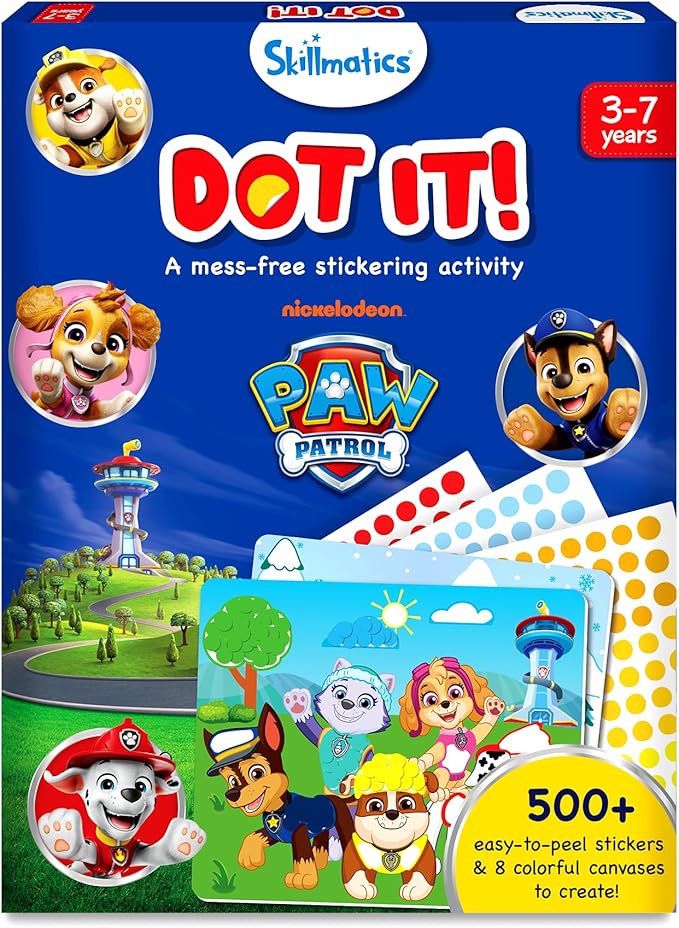Skillmatics Dot It Sticker Art - PAW Patrol, Mess-Free Fun for Kids, 500+ Stickers, Craft Kits, DIY Scrapbooking Activity, Travel Toys, Gifts for Boys & Girls Ages 3, 4, 5, 6, 7