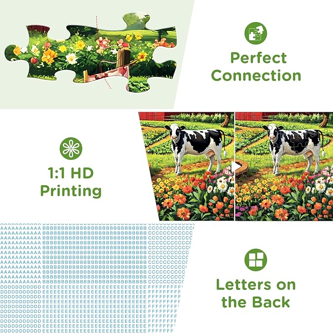 300 Piece Puzzles for Adults,Farm Puzzle 300 Pieces,Summer Cow Jigsaw Puzzles 300 Piece for Adults Children Seniors,Challenging Puzzles Family Activity Game Nights Gift Toy 20.5x15 in