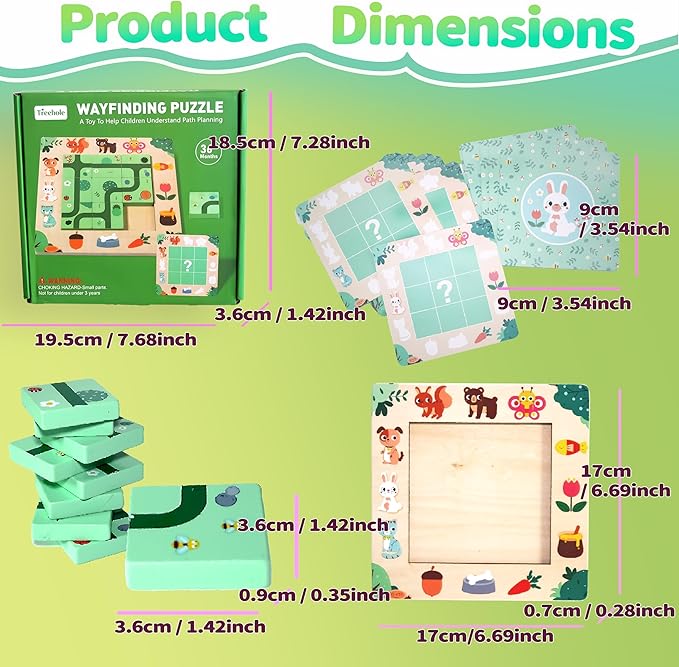 Logic Puzzle Game for Kids Ages 3+, Contnovin Animal Feeding Adventure Board Game, Montessori Toys with Path Tiles & Cards, STEM Learning Travel Gift for Boys & Girls