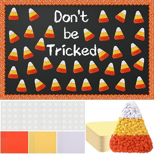 24 Pcs Red Ribbon Week Supplies Halloween DIY Craft Candy Corn Tissue Paper Craft Bulletin Board Decor for Student School Classroom Publicity Charity Event