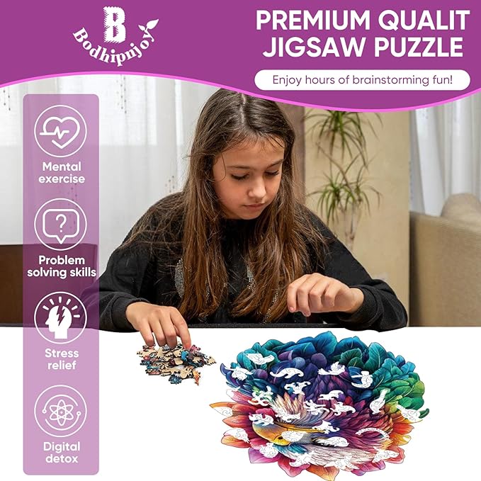 Wooden Puzzles for Adults-Magical Eagle Jigsaw Puzzles, 200 Pieces, 9.5x11.4 Inch,Unique Shape Adult Puzzles,Irregular Wood Puzzles Family Game Gift for Adults and Kids