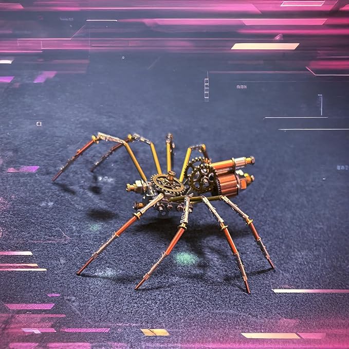 Steampunk Metal Insect Bug Mechanical Sculpture Insect Clockwork 3D Steampunk Metal Puzzle Kits for Adults (Mechanical Spider C)