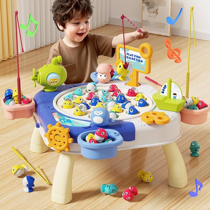 Magnetic Fishing Game for Kids Toddlers Ages 1-3 3-5 5-7, Fish Toy Board Game for Toddlers 1 2 3 4 5 6 7 8 Years Old, Fishing Table Toys Birthday Gifts