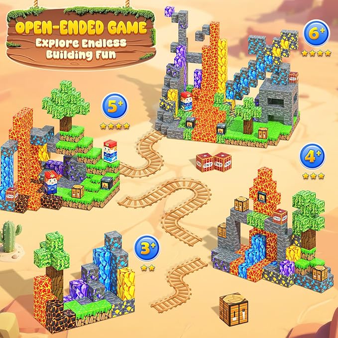 Magnetic Blocks 100PCS Kids Toys Magnetic Building Blocks Sensory Stem Boys Toys Ages 3-5 4-6 5-7 Classroom Must Haves 3 4 5 6 7 8 9 10 Year Old Boy Birthday Gifts