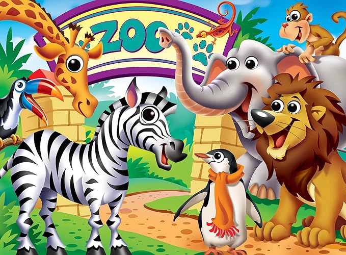 MasterPieces – 48 Piece Jigsaw Puzzle for Kids 4+ Years, Zoo Animals with Googly Eyes, Educational and Fun Game, Gift Idea for Children, 19" x 14