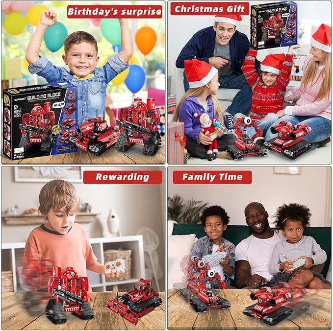 STEM Robot Toys for Kids Ages 8-14, 5-in-1 Remote Control and APP Programmable Robot Toys - 495 Pcs DIY Building Science Educational Kit, Building Block Birthday Present for Teen Boys Girls