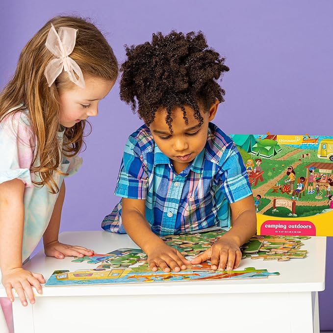 Upbounders- Camping Outdoors Jumbo Puzzle - 48 Large Pieces - Preschool First Puzzle for Boys Girls Ages 4 Years and Up (Multicultural)