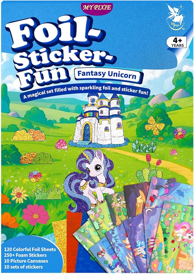 MyPixie Foil Art & Fun - No Mess Unicorns Foil Crafts for Kids, DIY Creative Activity, Craft Kits & Supplies, Birthday Gifts, Arts & Crafts, Toys, Gifts for Ages 4, 5, 6, 7, 8, 9, 10