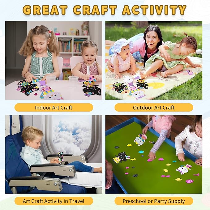 VKPI 4 Pieces Cats Foam Art Crafts Gift Kit, Creative Make Your Own Kittens, Cartoon Foam Paper Craft Projects for Kids Ages 4+ Toddler, Preschool Learning Toy for Birthday Party Favor Supplies