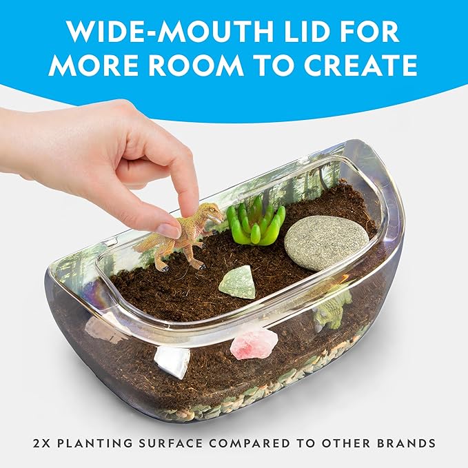 NATIONAL GEOGRAPHIC Light Up Terrarium Kit for Kids - Build a Dinosaur Habitat with Real Plants & Gemstones, Science Kit Gift for Boys & Girls, Dinosaur Toys for Kids (Amazon Exclusive)