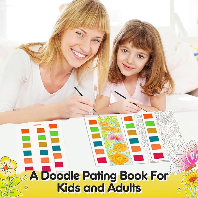 Watercolor Painting Coloring Books Pocket Watercolor Paint Bookmarks, Mess Free Paint with Water Set, Class Travel Activities Art Supplies Party Favors Exchange Birthday Gifts for Kids