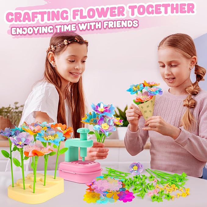 beefunni Flower Bouquet Craft Kits, DIY Arts and Crafts for Kids 4-6-8, Upgrade Wreaths & Colorful Flowers Toys for 4 5 6 7 8+Year Old Girl Birthday Gifts Ideas,Toddler Creative Educational Activities