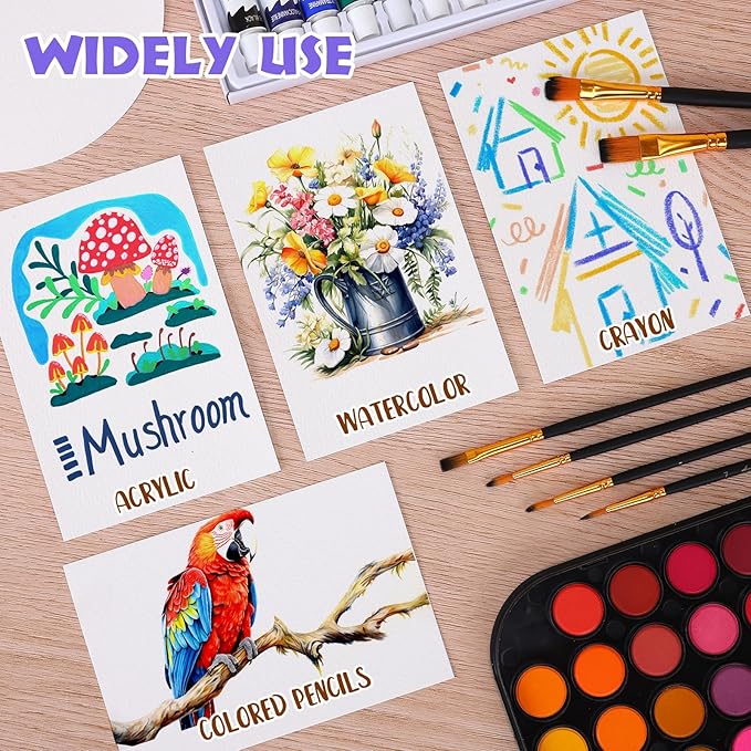 AROIC 50 Sheets Watercolor Paper Bulk, 6 Sizes 9" x 12",8" x 10",8" x 8" etc.(300 GSM), White Water Color Paper for Kids, Adults, Artists, Painting & Craft Paper, Watercolor Paper, Drawing Supplies