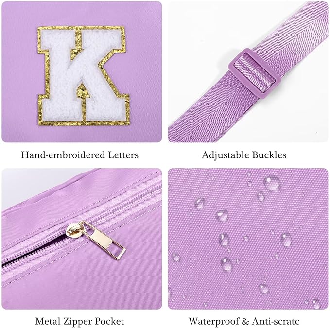 YOOLIFE Personalized Gifts - Cross Body Bag, Initial Belt Bag Purple Fanny Pack Crossbody Bags Travel Gifts