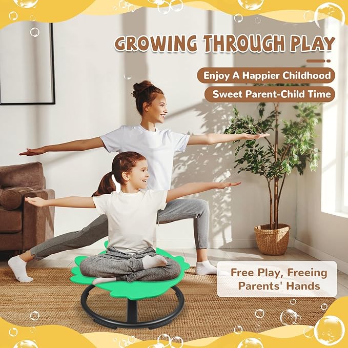 Zhenx Spinning Chair for Autistic Kids, Fish Shape Kids Sensory Swivel Chair, Sensory Spinner Seat for Toddlers with Autism & ADHD Children, Sit and Spin Training Body Coordination (Green)